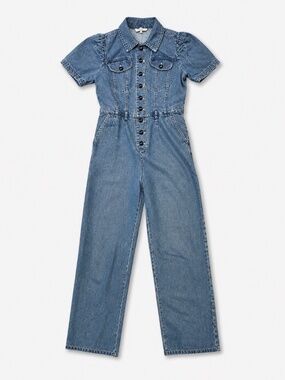 Sea New York Denim Puff Sleeve Jumpsuit Size2